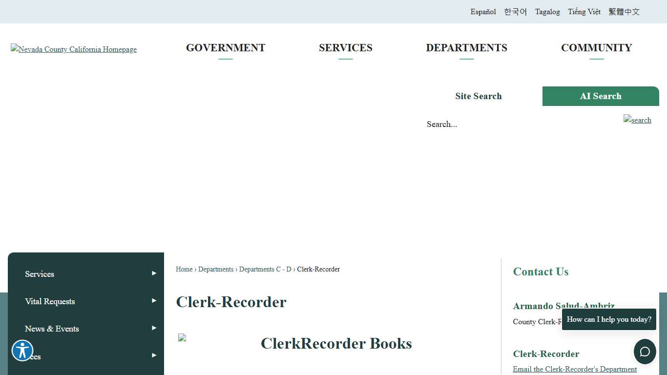 Clerk-Recorder Nevada County, CA